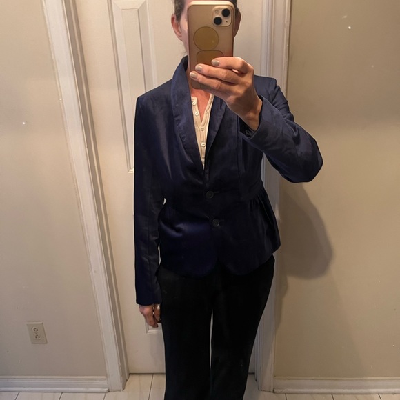 NWT Jessica péplum navy velvet blazer - Picture 10 of 15